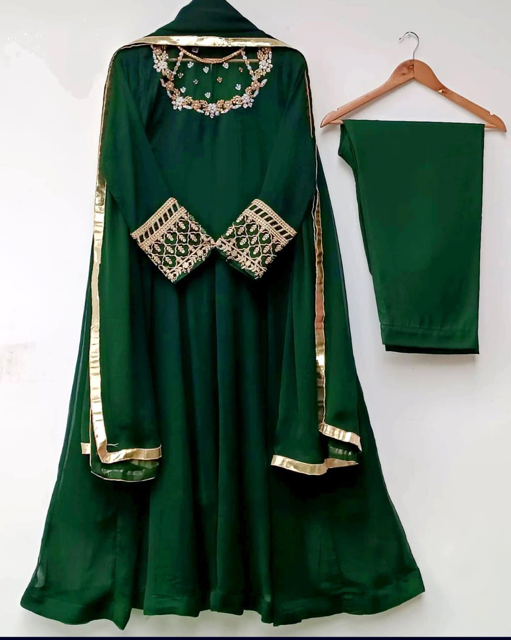Embroidery On Neck,Sleeves Maxi