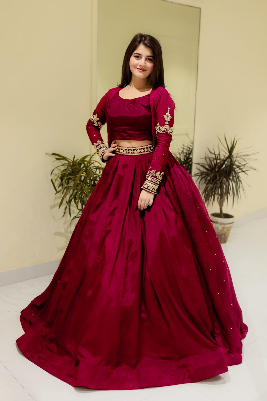 Pearl Embroidered Gown & Skirt 3-Piece Set