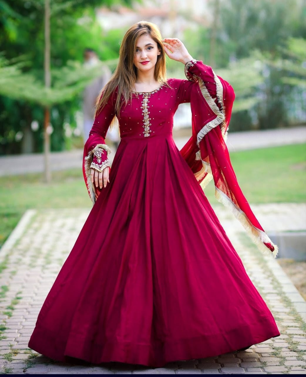 Gul-e-Rang – 3-Piece Chiffon Embroidered Maxi | Available in Maroon, Navy & Black